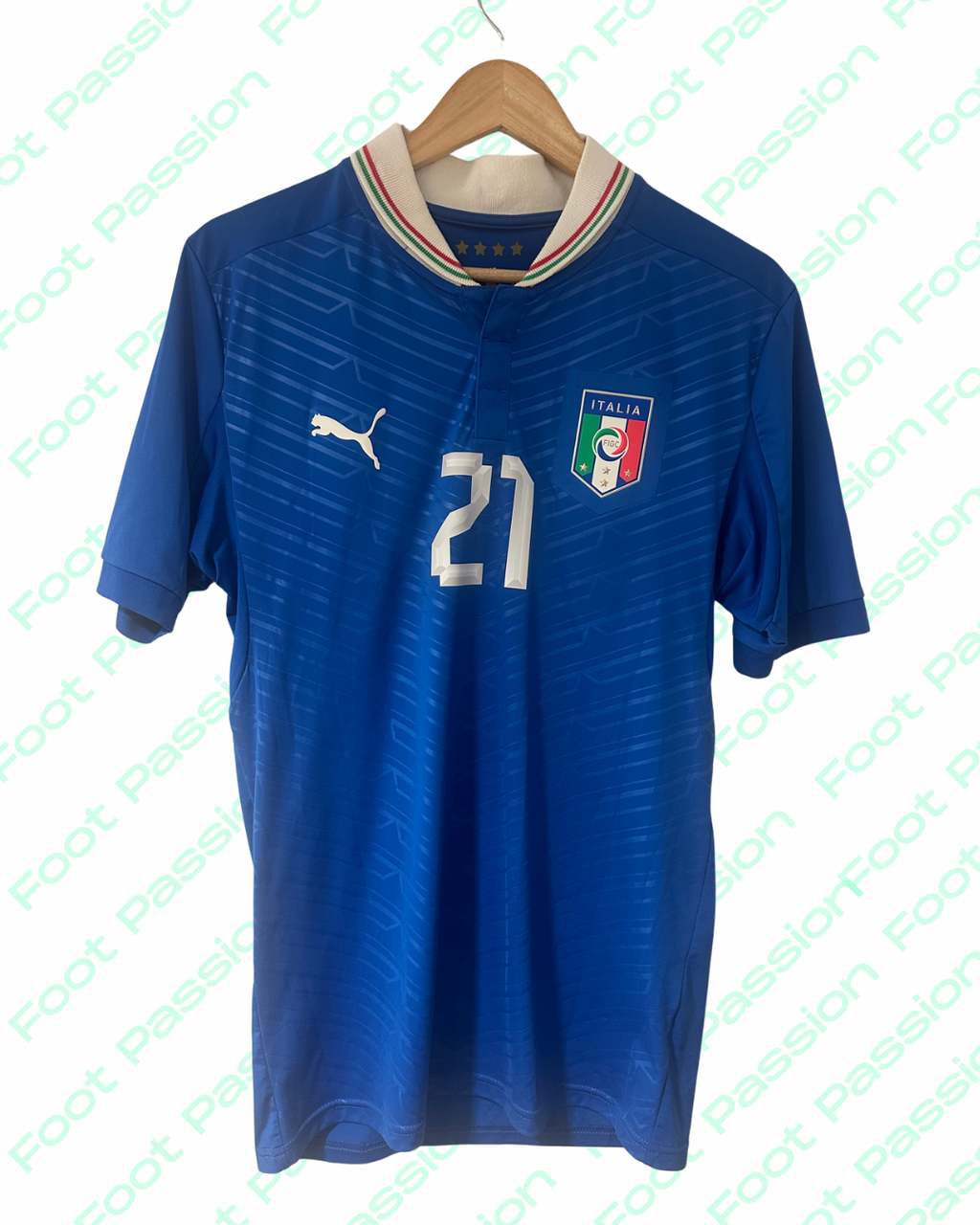 2012 - Italy Home Shirt / Player Issue - Pirlo #21 - 9/10 - (M)